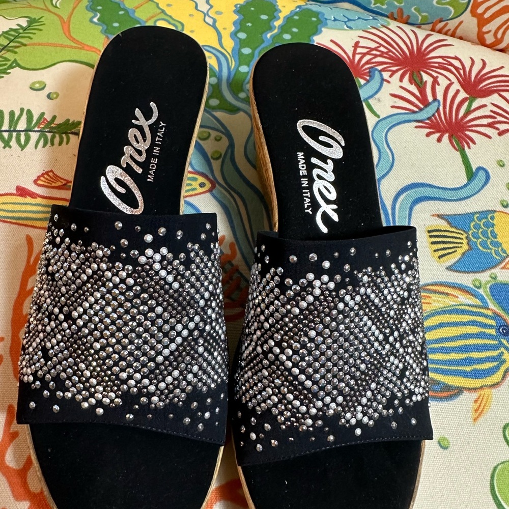 Onex Black and Silver Embellished Sandals